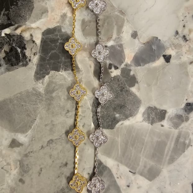 반클리프 알함브클로버 5모티브 팔찌 (화골 + 옐골) 세트팔찌