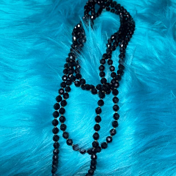 Black Long Beads Necklace