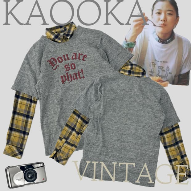 ⭐️하구미의 괴짜 코디세트⭐️ 레터링 반팔 체크 셔츠 레이어드 그런지