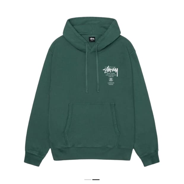 스투시 월드투어 후드 피그먼트 다이드 포레스트