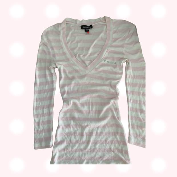 bebe 베이비핑크 스트라이프 티셔츠 (희귀매물)