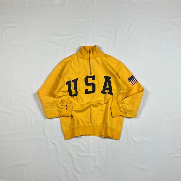90‘s 폴로랄프로렌 polp usa 성조기 스웻 하프집업