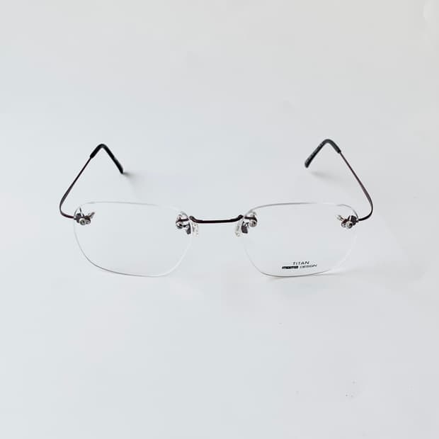 870 와인 티타늄 무테 안경 슬림 직사각 림리스 초경량 소형 데드스탁