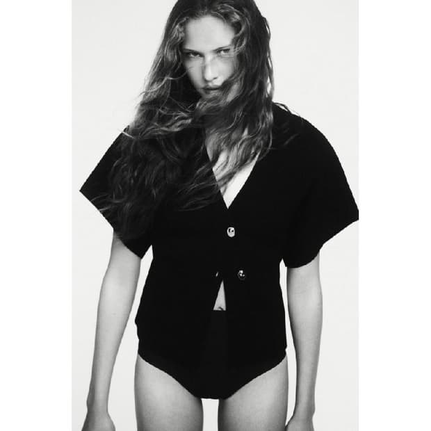 (S)여성 자라 반팔 금장 가디건