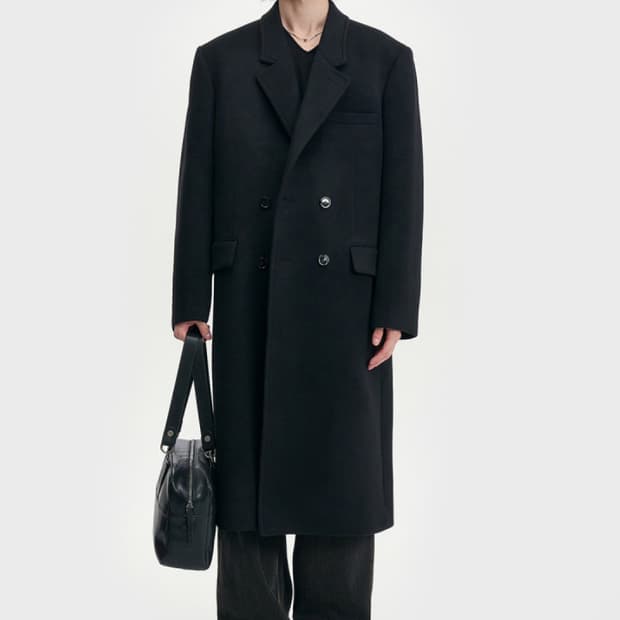 벨리에 버티컬 더블 코트 솔리드 블랙 05 (105) 사이즈