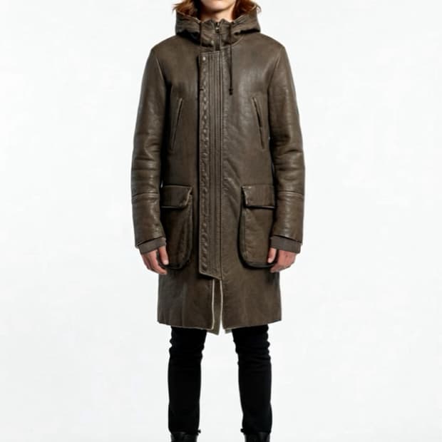 Salvatore Santoro 후디 레더 코트