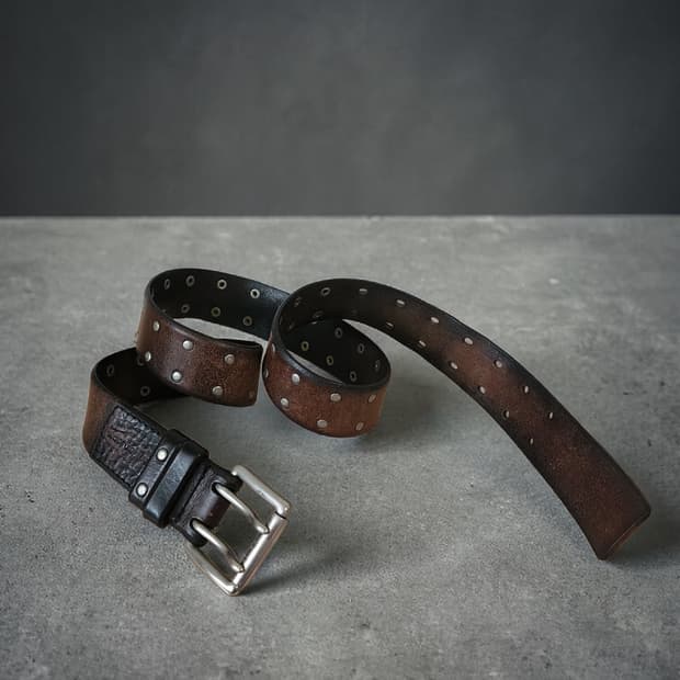 90s Calvin Klein Jeans 황동 버클 통가죽 벨트