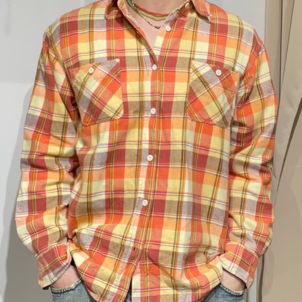 빈티지 히피 체크 셔츠