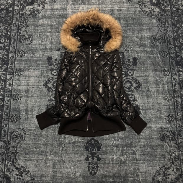 Von dutch 00s y2k qualting fur jacket