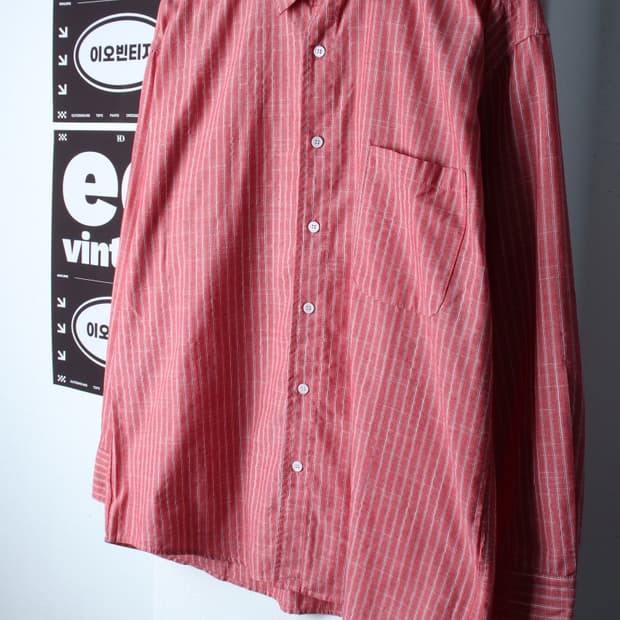 (L-XL) 파르티멘토 셔츠 남방 스트라이프 레드 아메카지-H32630