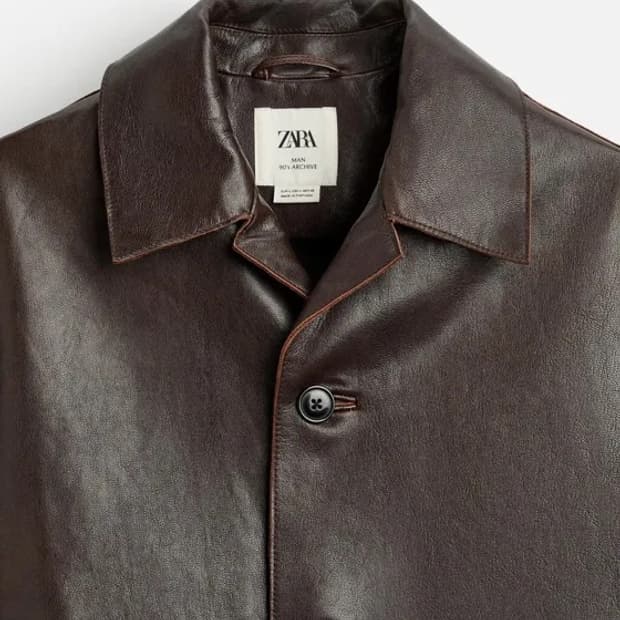 자라 리미티드에디션 레더 카코트 자켓 브라운 90s 아카이브