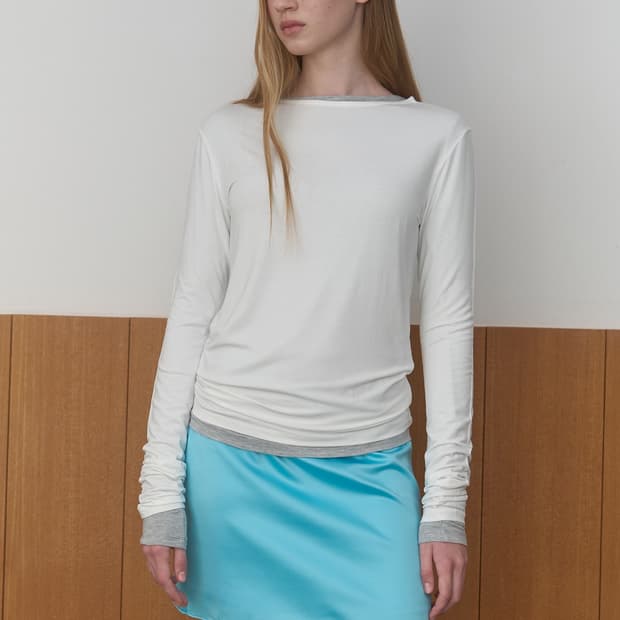 마조네 새틴 스커트 블루 M