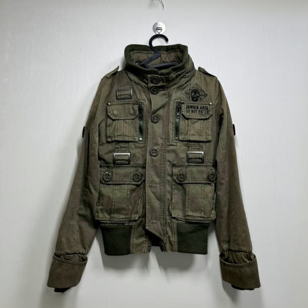 고스트오브할렘 아카이브 하이넥 투웨이 패치 집업 자켓 y2k 펑크 갸루