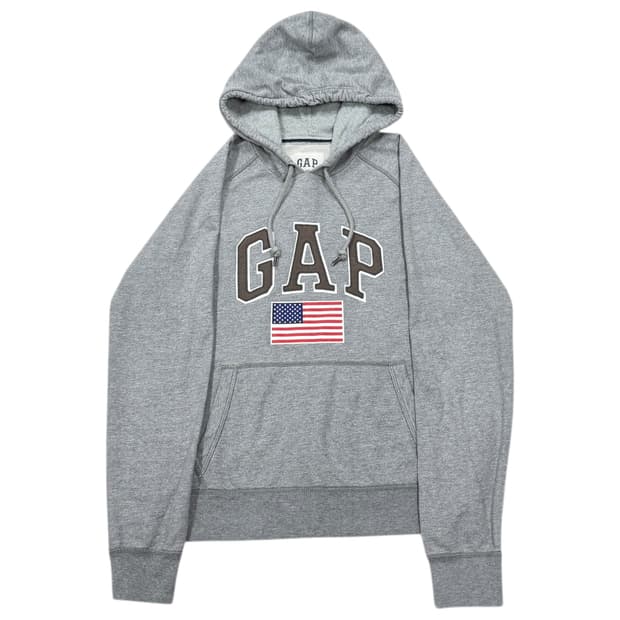 GAP 빈티지 스펠로고 성조기 후드티 그레이 M