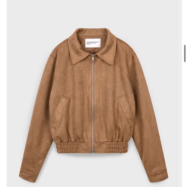 플레이스스튜디오 비건 투웨이 블루종 스웨이드 밴딩 점퍼 자켓 브라운