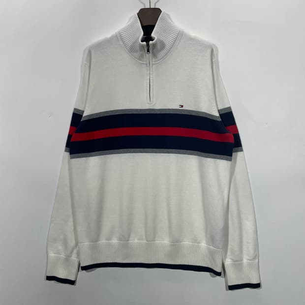 타미힐피거 반집업 코튼 니트