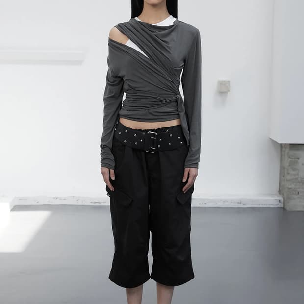 세릭 카프리 카고 WAIST STRING CAPRI CARGO PANTS