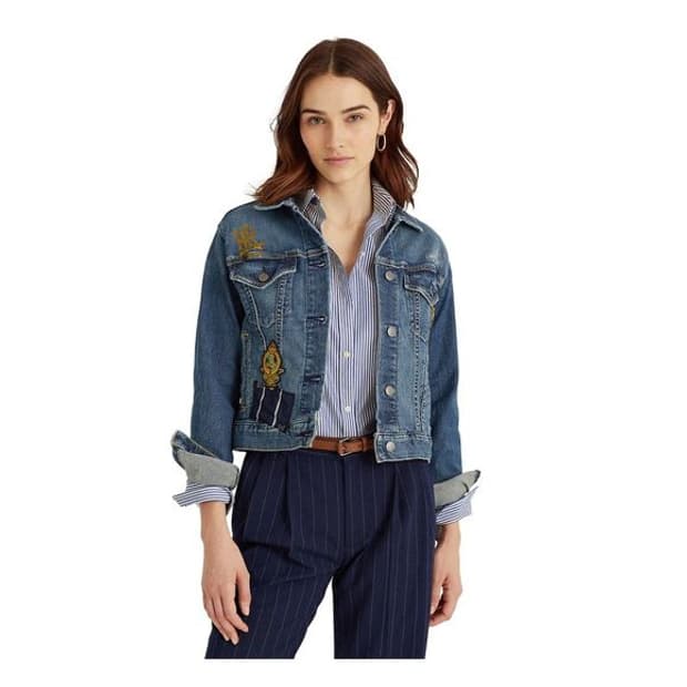 폴로 랄프로렌 21 신형 와펜 패치 데님 자켓 여성 청자켓 XS 상태좋음