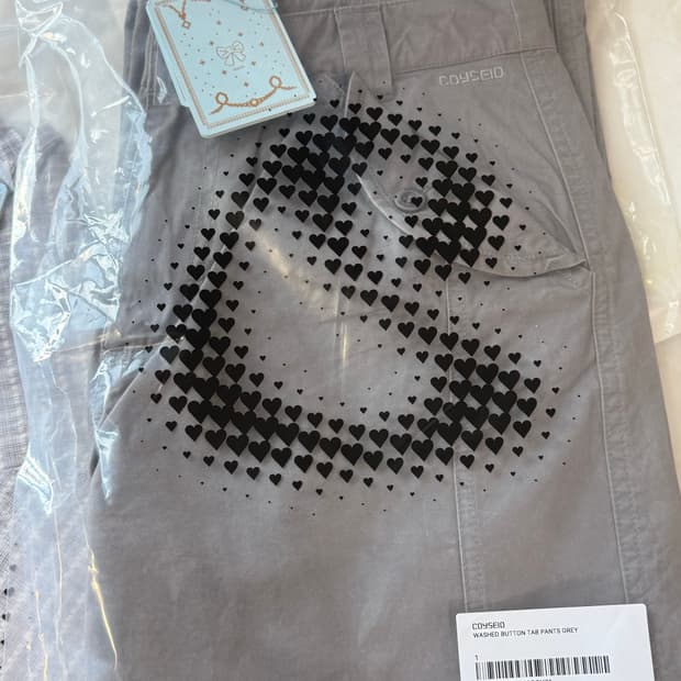 코이세이오 워시드 버튼 탭 팬츠 그레이 1