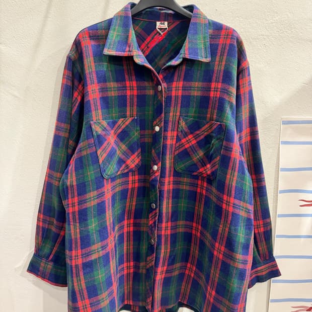 vintage 똑딱이 루즈핏 체크셔츠