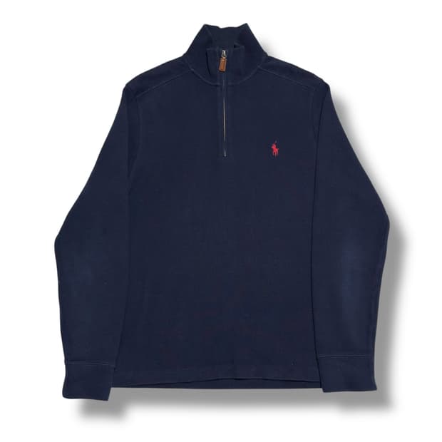 Polo Ralph Lauren 네이비 코튼 반집업 니트