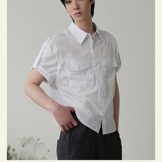 웨이비니스 horizon stripe half shirts