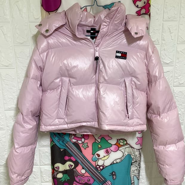 타미진스 크롭 핑크 숏패딩