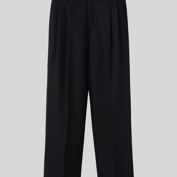 렉토 26ss 더블 플리츠 수트 팬츠 블랙 M