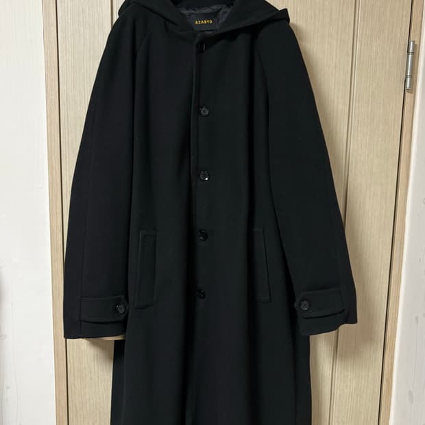 빈티지 블랙 후드 코트