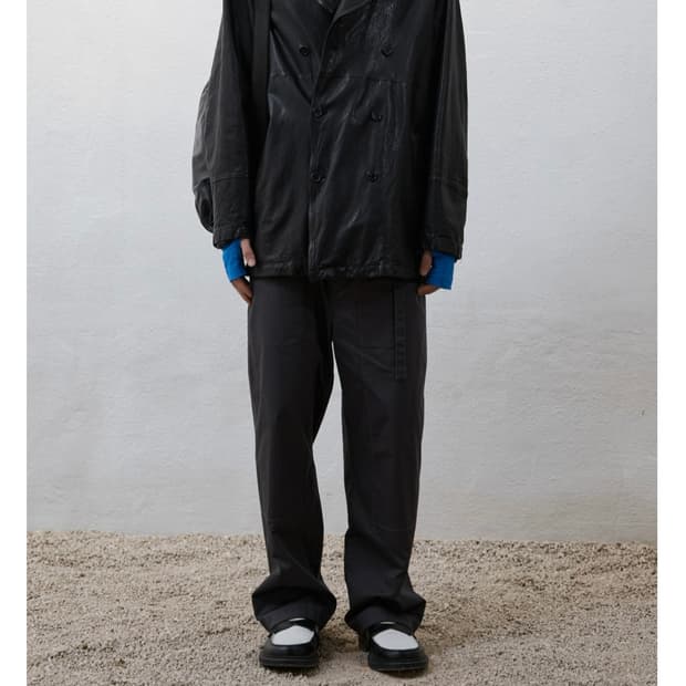 새상품_[M]유스(youth) 워싱 레더 피코트 블랙 M사이즈