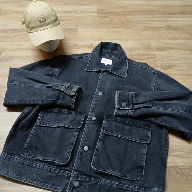 cocl 커스텀어클락 데님 크롭 자켓 흑청