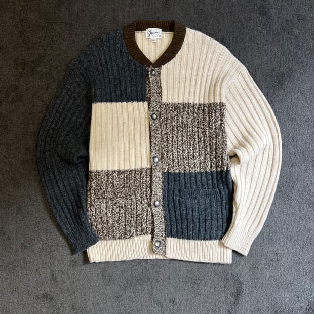 Grains 패치워크 니트 가디건 L