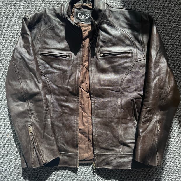 돌체앤가바나 레더 바이커자켓