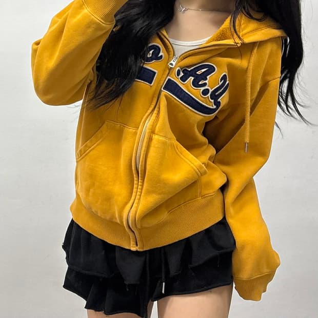 후아유 y2k 러블리힙 스웻 후드집업 져지(S)