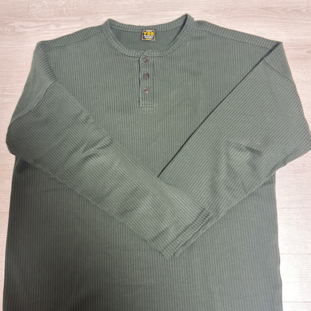 VDR(비디알) 와플 헨리넥 긴팔 티셔츠 L 카키(Forest)