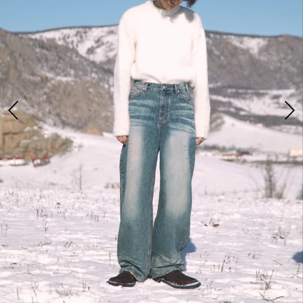 STU Wide Denim Pants Mid Blue L사이즈