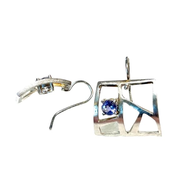 Lilac Crystal Detail 925 Silver Earrings