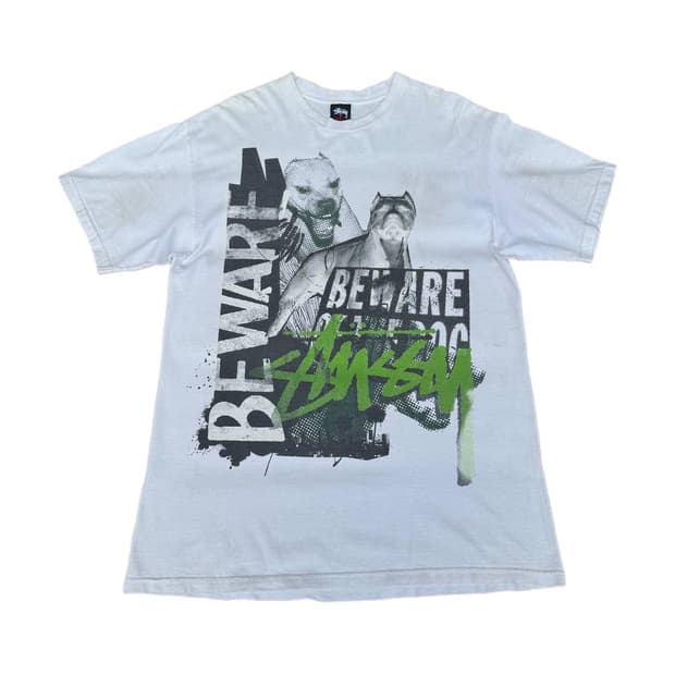 Mid 00s 스투시 Beware of the dog 그래픽 티셔츠