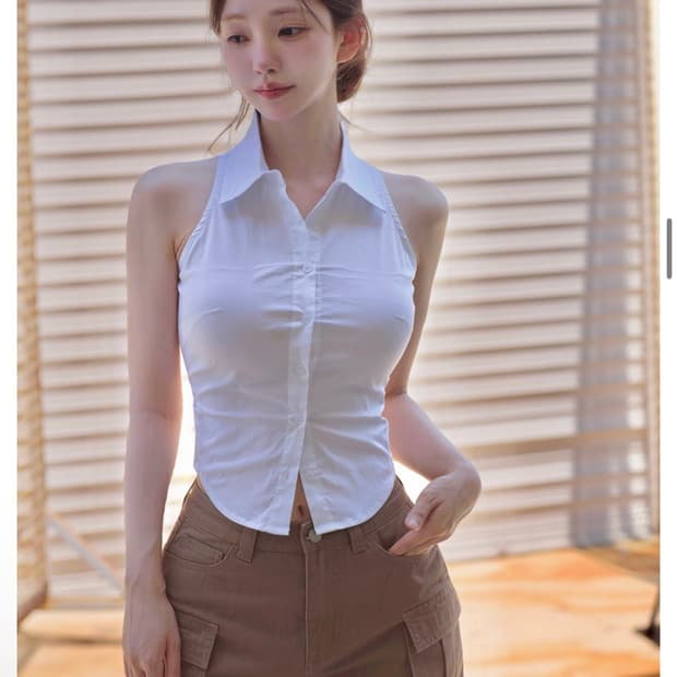 카인다미 민소매 버튼 셔츠