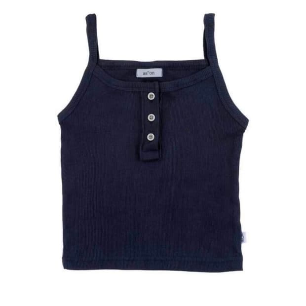 애즈온 버튼 베이직 슬리브리스-네이비