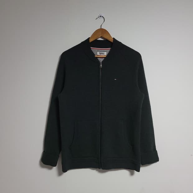 (M) 타미진스 딥그린 니트 집업 가디건 자켓