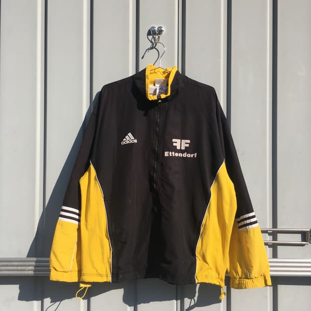 아디다스 90년대 빈티지 블랙 옐로우 바람막이 자켓