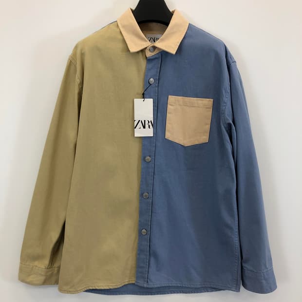 자라 (새상품) 컬러블록 데님셔츠 XL