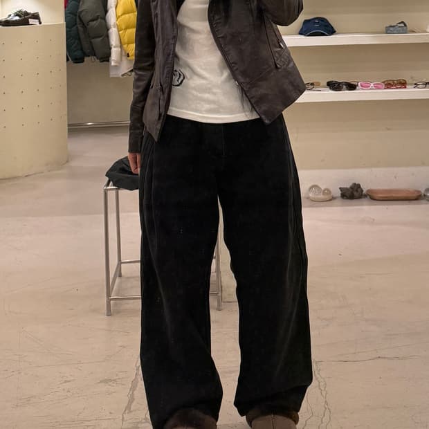 쿠어 투턱 와이드 코튼 팬츠 U984