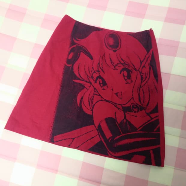 애니 프린팅 미디 스커트