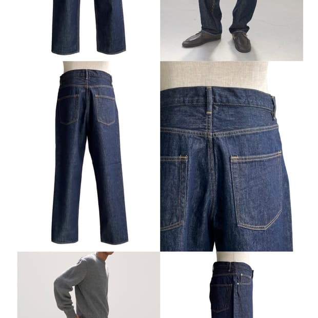 오라리 하드 트위스트 데님 와이드 팬츠 인디고 32