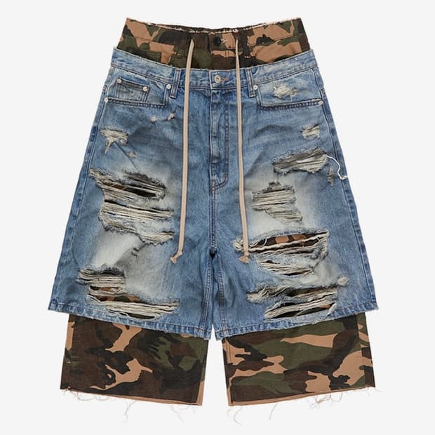 Sundayoffclub camo layered bermuda jeans