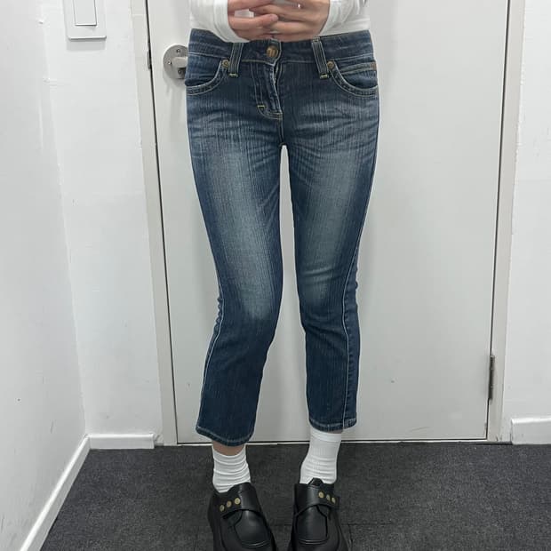 Vienus Jean  y2k 데님 카프리 팬츠 바지
