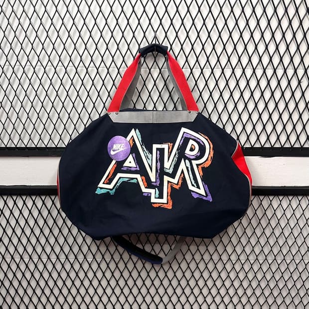 90s 나이키 에어 더플백 레트로 그래픽 로고 네이비 레드 배색