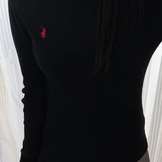 폴로 랄프로렌 와플 블랙 긴팔티 m